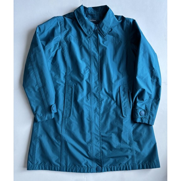 L.L. Bean Jackets & Blazers - LL BEAN Rain Jacket Women's Coat Parka Lined Windbreaker - Size L Teal Blue